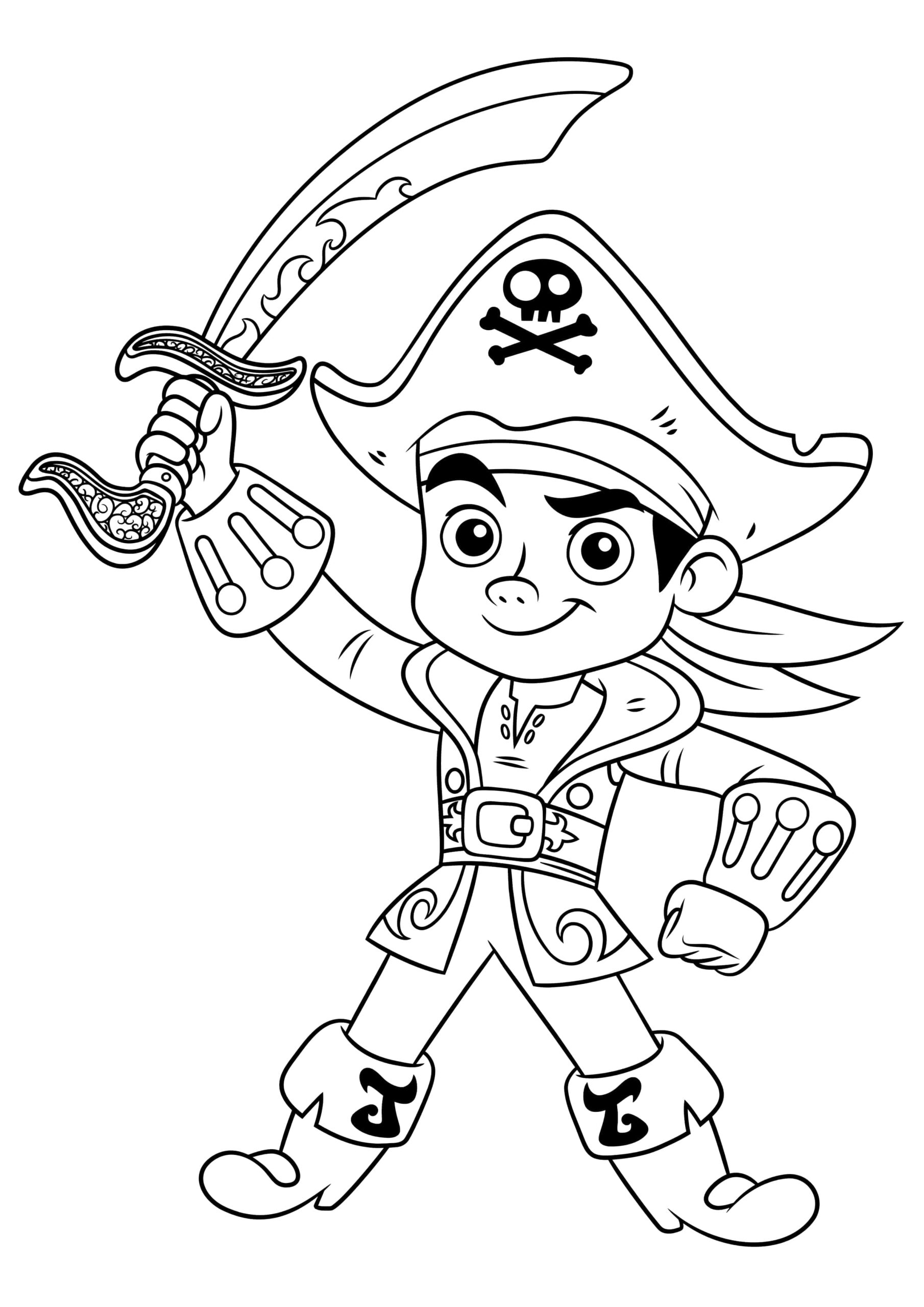 Smilende Pirat Tegneserie fargeleggingsside