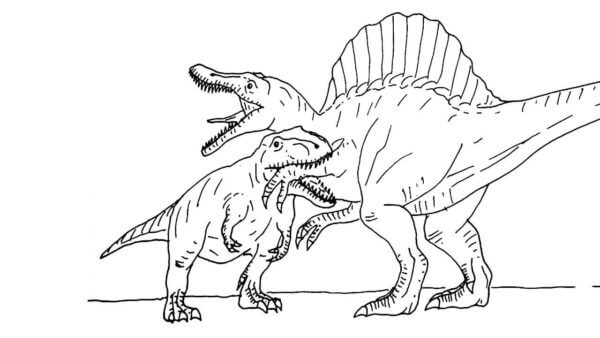 T-Rex vs Stegosaurus fargeleggingsside