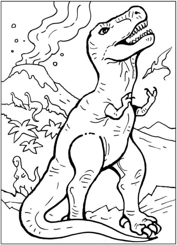 Tegning T-Rex fargeleggingsside