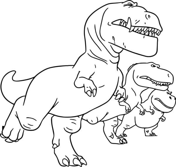 Vennlig Familie Av Tyrannosaurer fargeleggingsside