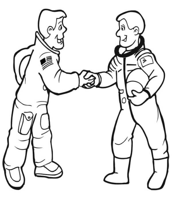 Vennlig Håndtrykk Av To Astronauter fargelegging