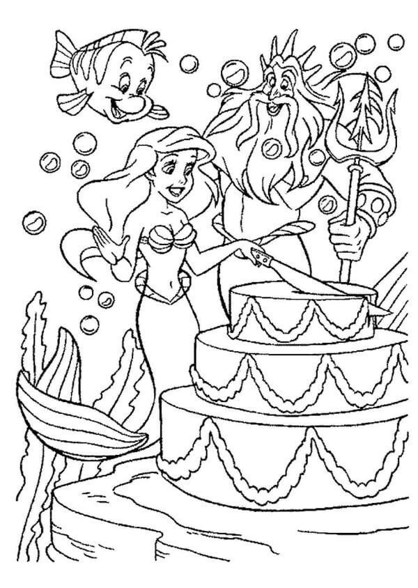 Kake Til Ariel fargeleggingsside