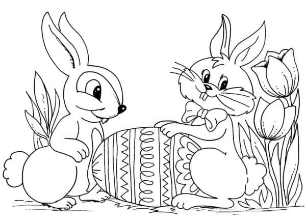 To Kaniner Planlegger Et Bedre Sted å Skjule En Testikkel fargeleggingsside