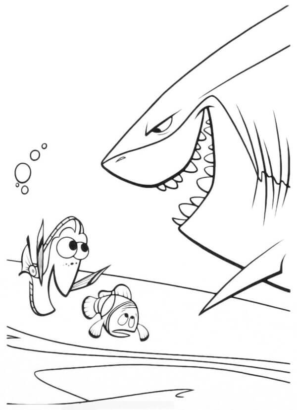 Bakken Angriper Nemo Og Dory fargeleggingsside