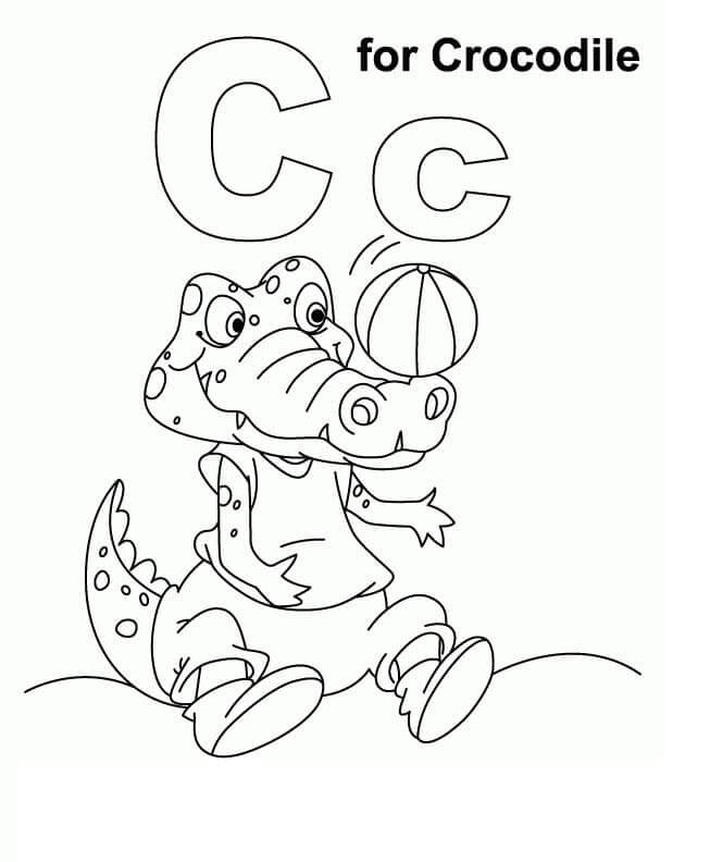 Bokstaven C For Krokodille fargeleggingsside