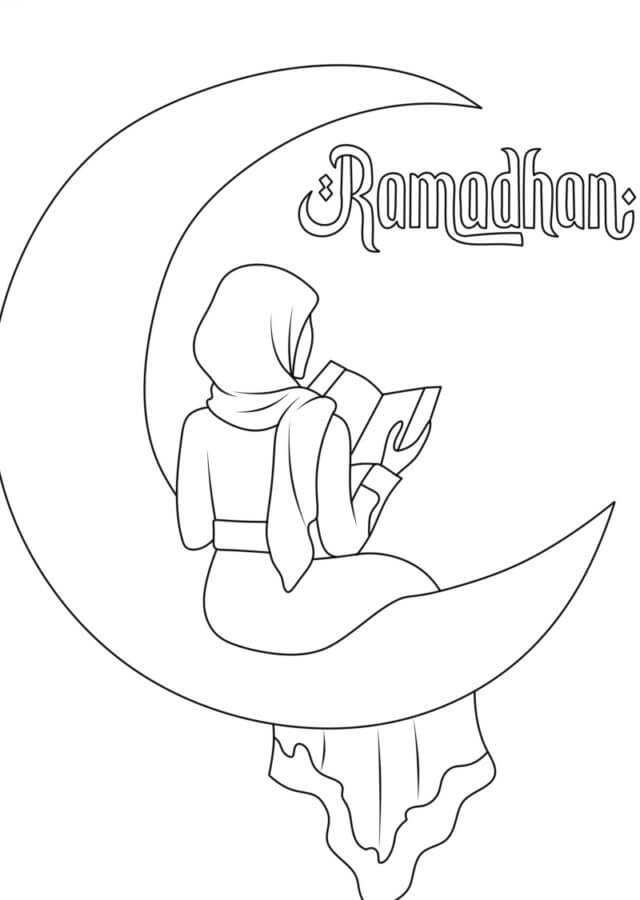 Jente Som Leser i Ramadan fargelegging