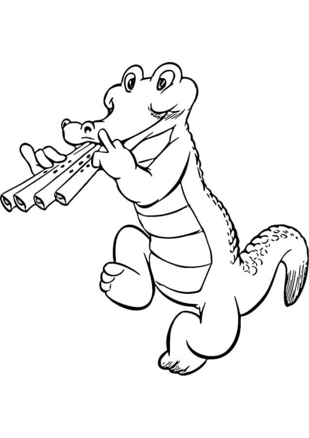 Krokodille Spiller På Fløyte fargeleggingsside