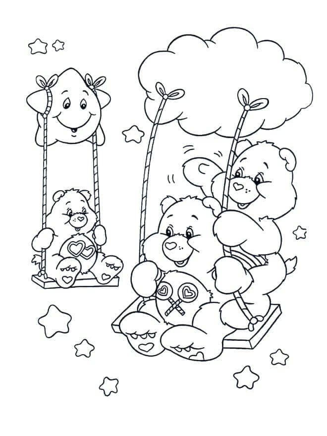 Teddy Bears Vennskap Spille Swing fargelegging