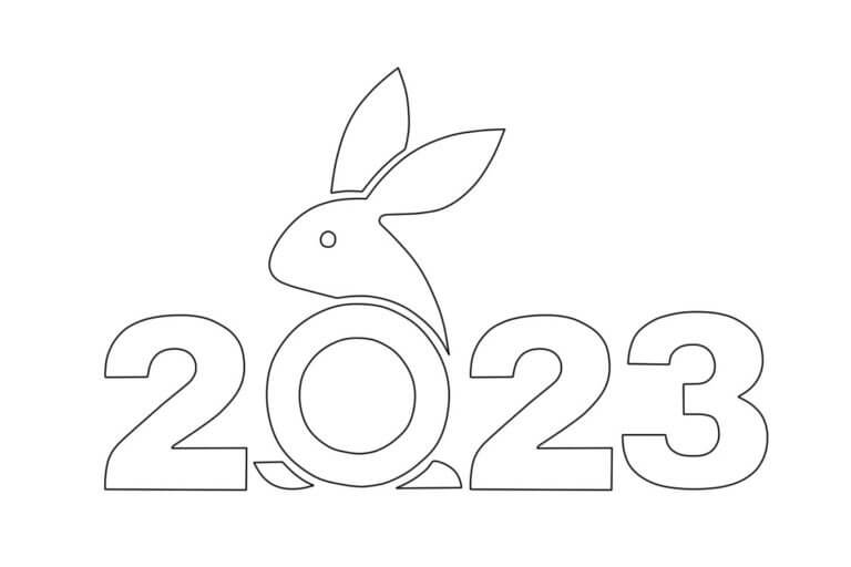 Grunnleggende Kanin På Nyåret 2023 fargeleggingsside