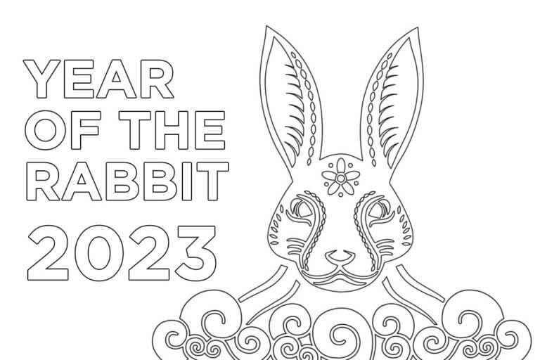 Kaninens år 2023 fargeleggingsside