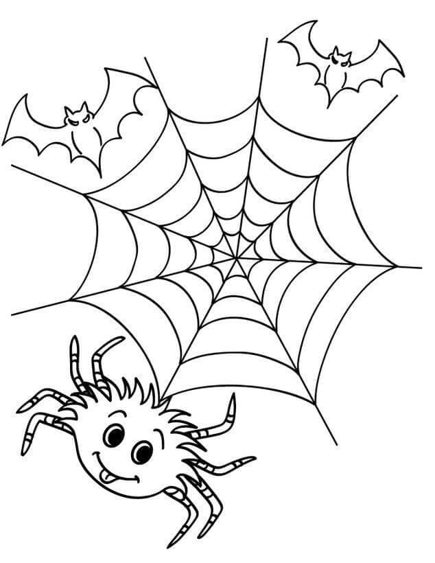 Lille Edderkopp Gjemte Seg På Nettet fargeleggingsside