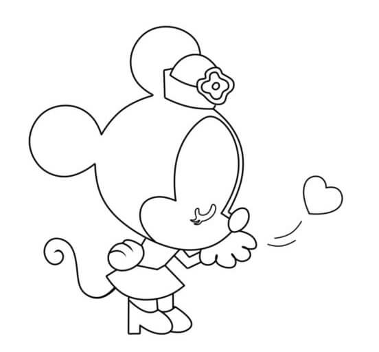 Lille Minnie Mouse Med Hjerte fargeleggingsside