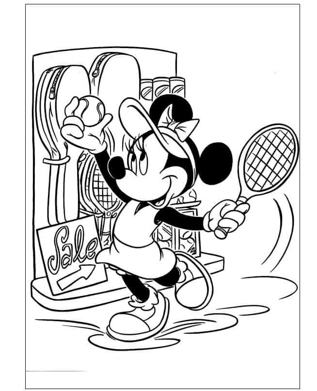 Minnie Gjør Seg Klar Til å Spille Tennis fargelegging