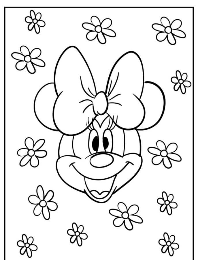 Minnie Mouse Blant Blomster fargelegging