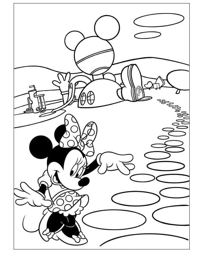 Minnie Mouse Går Hjem fargeleggingsside