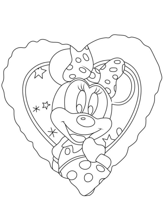 Minnie Mouse i Et Hjerte fargeleggingsside