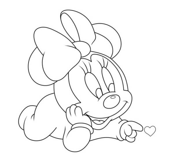 Minnie Mouse Moro Med Hjerte fargeleggingsside