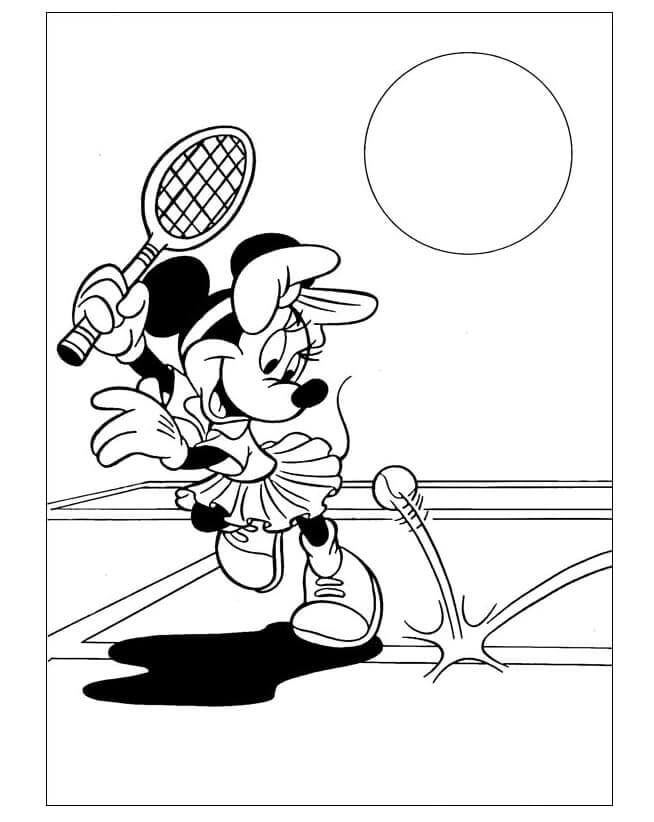Minnie Mouse Spiller Tennis fargeleggingsside