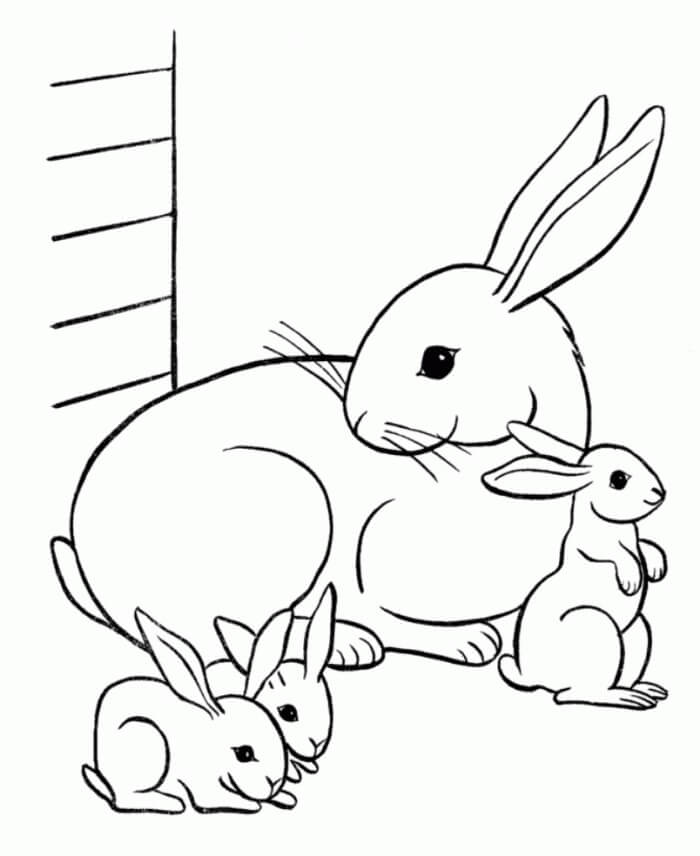 Mor Og Hennes Små Kaniner fargeleggingsside
