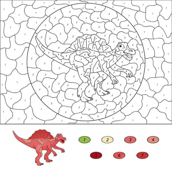 Rød Dinosaur Farge Etter Nummer fargelegging