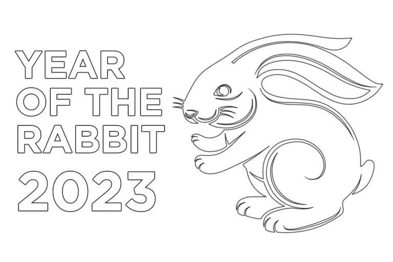 Smilende Kanin På Nyåret 2023 fargeleggingsside