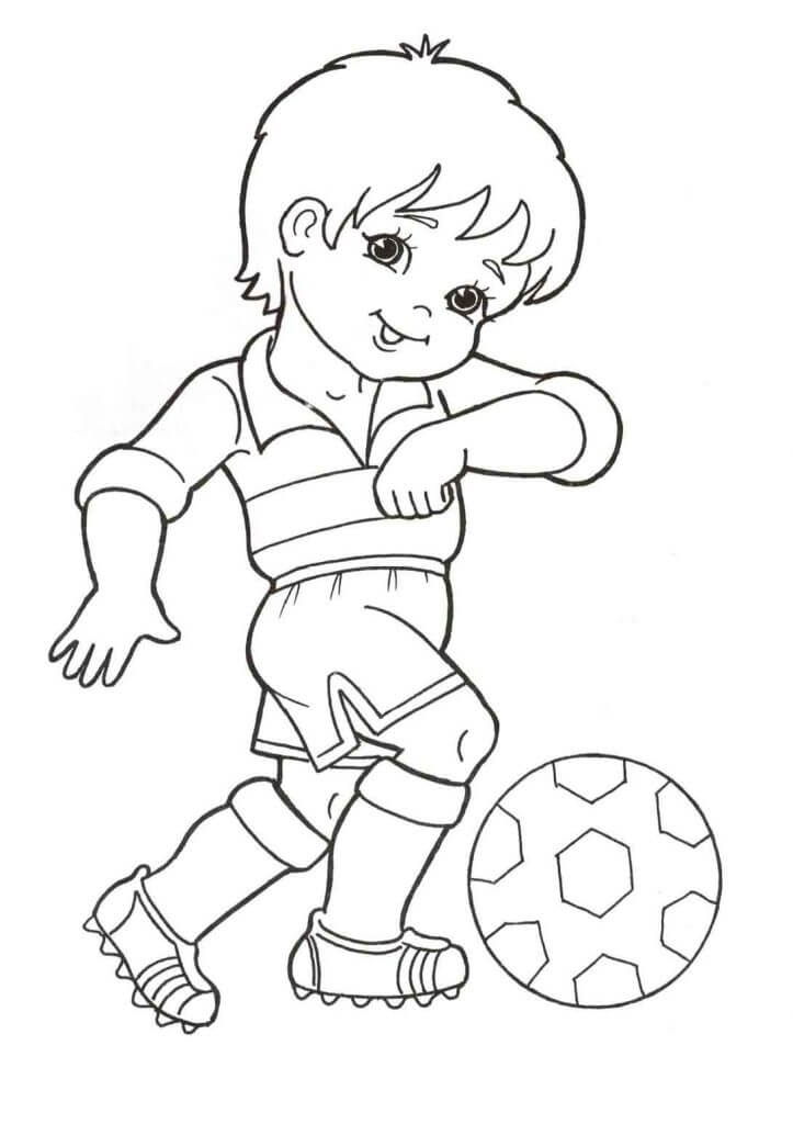 Chibi Gutt Som Spiller Fotball fargeleggingsside