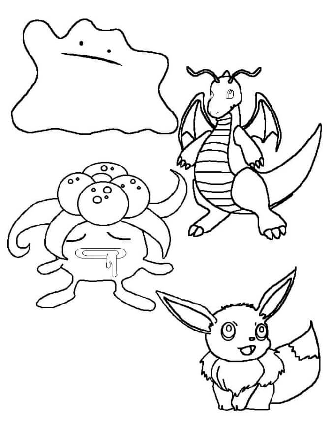 Eevee Og Andre Pokémon fargeleggingsside