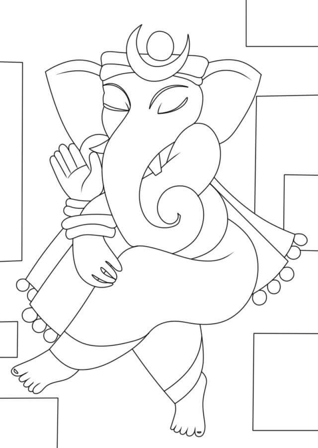 Ganesha Går fargeleggingsside