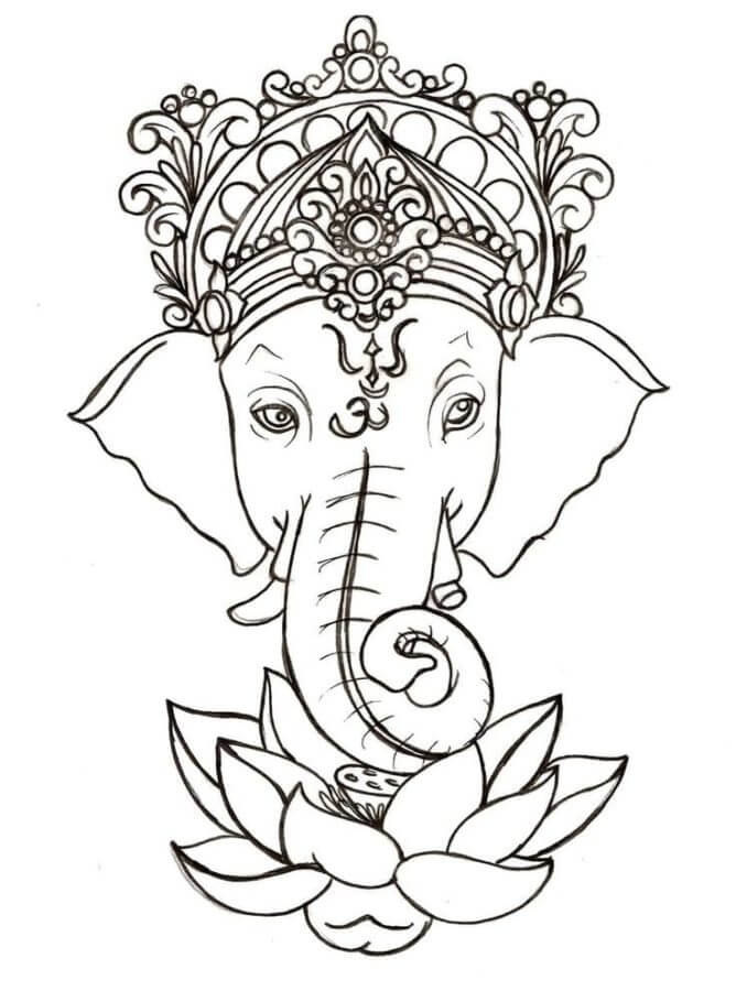 Ganesha-Hode Med Blomst fargeleggingsside
