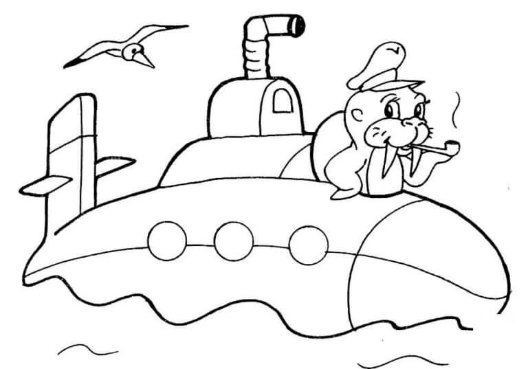 Hvalross-Kaptein På Ubåt fargelegging