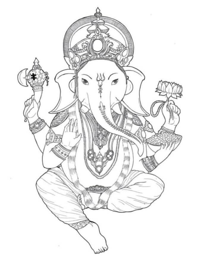 Kul Indisk Gud Ganesha fargelegging