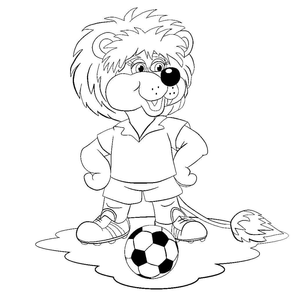 Løve Fotballspiller fargeleggingsside