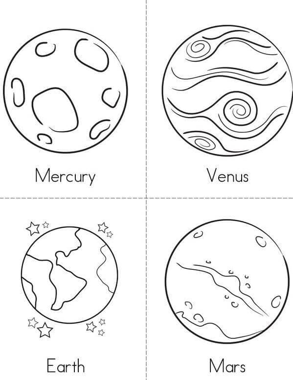 Merkur, Venus, Jorden Og Mars fargelegging