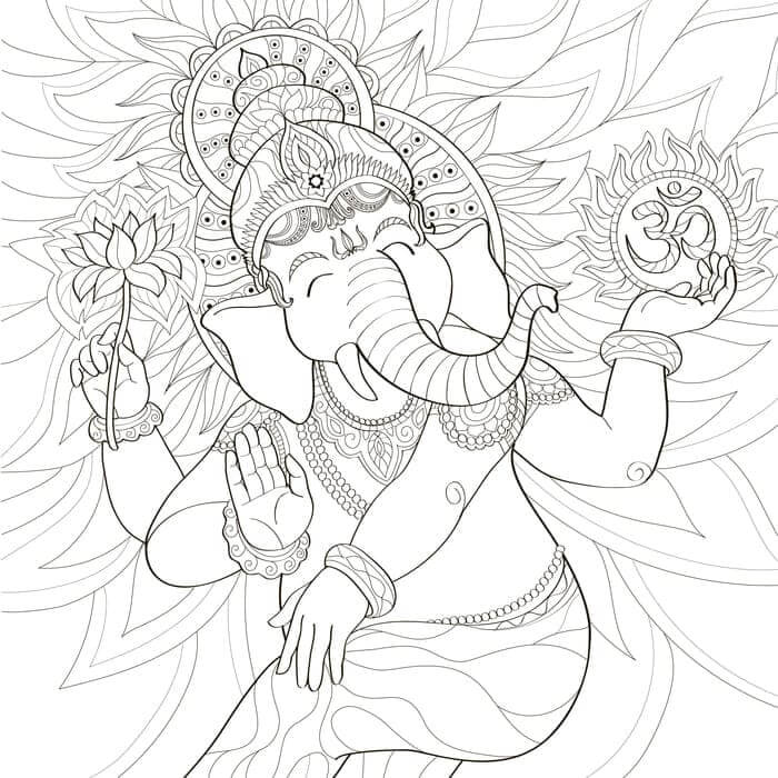 Morsom Dansende Ganesha fargeleggingsside
