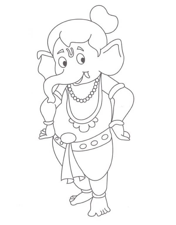 Smilende Ganesha fargeleggingsside