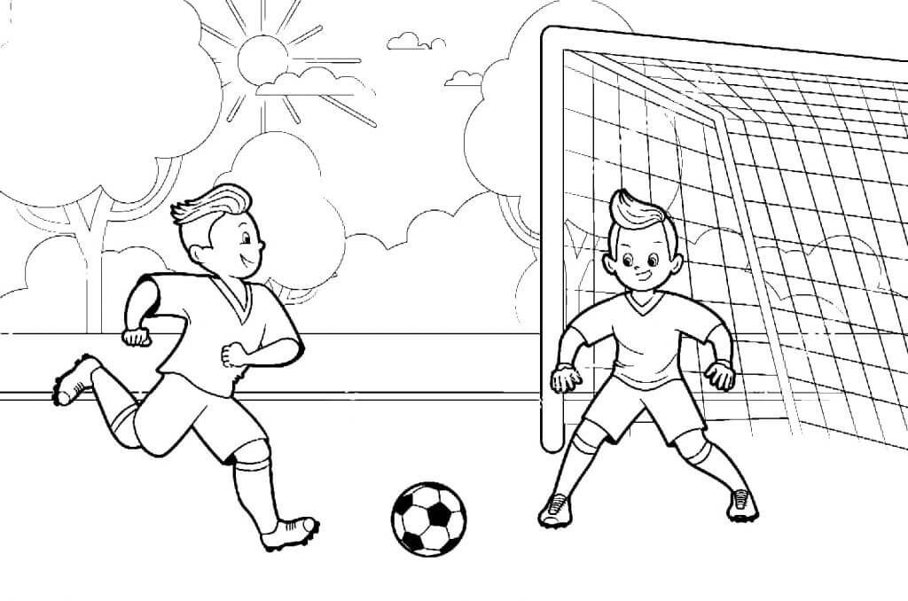 To Barn Som Spiller Fotball fargeleggingsside