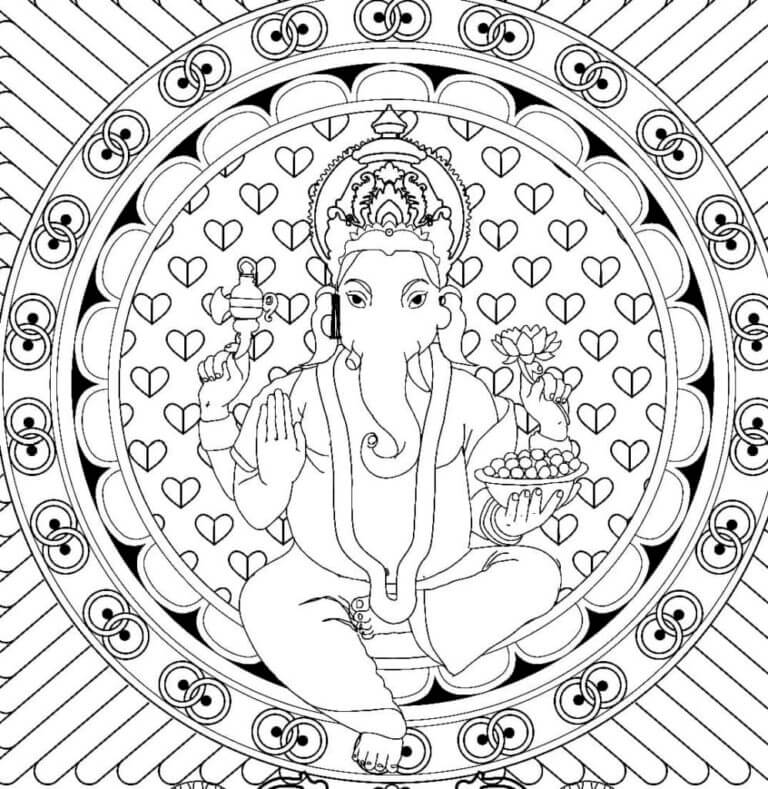 Visdommens Herre Ganesha fargeleggingsside