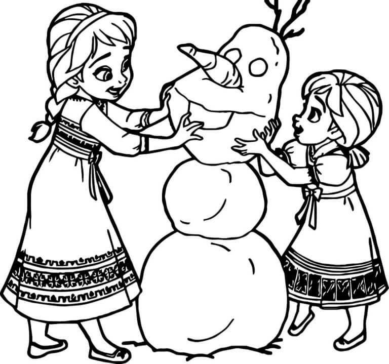 De Små Prinsessene Skulpterer Olaf fargelegging