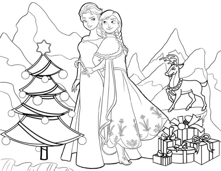 Elsa Og Anna Gjør Seg Klare Til Jul fargelegging