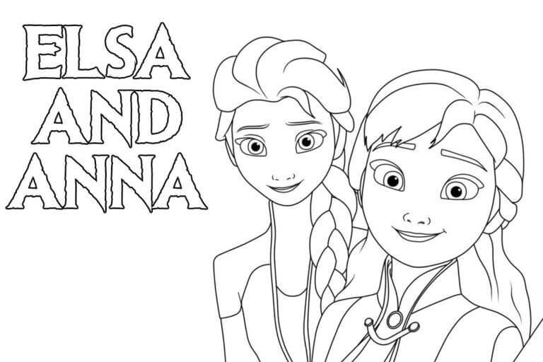 Elsa og Anna Smile fargelegging