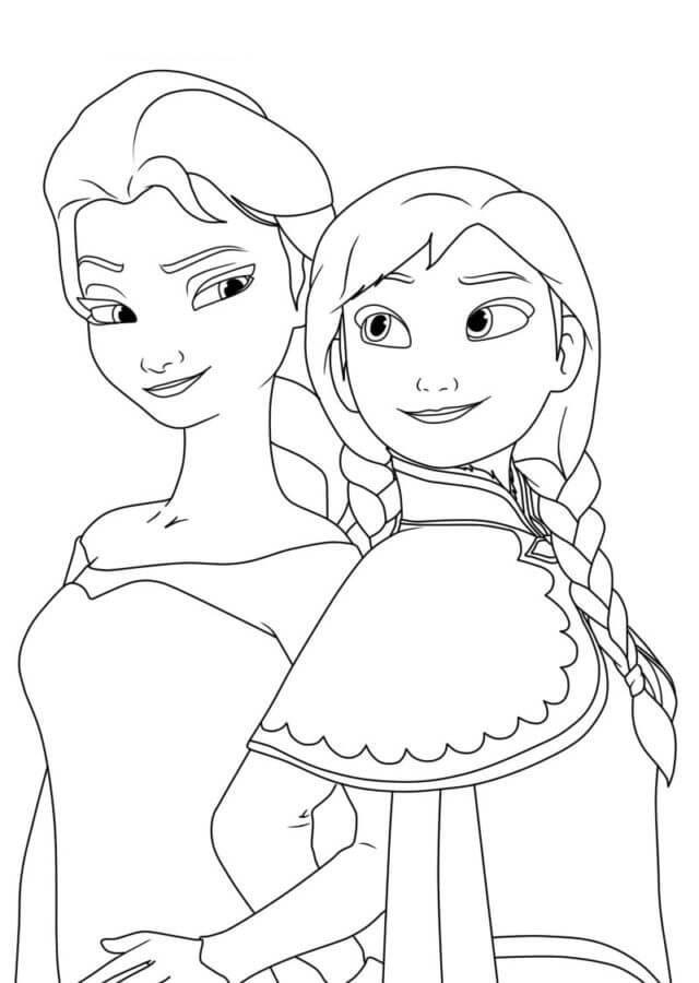 Enkel Elsa og Anna fargelegging