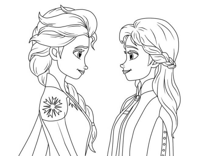 Hei Elsa og Anna fargelegging
