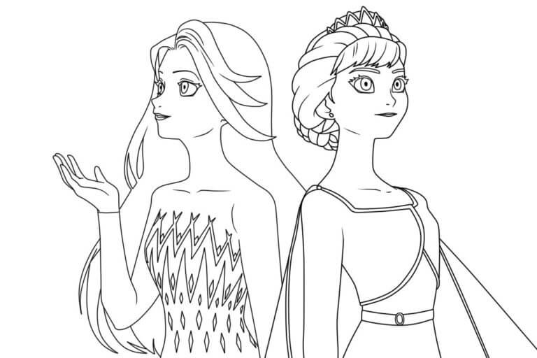 Super Elsa Og Anna fargelegging