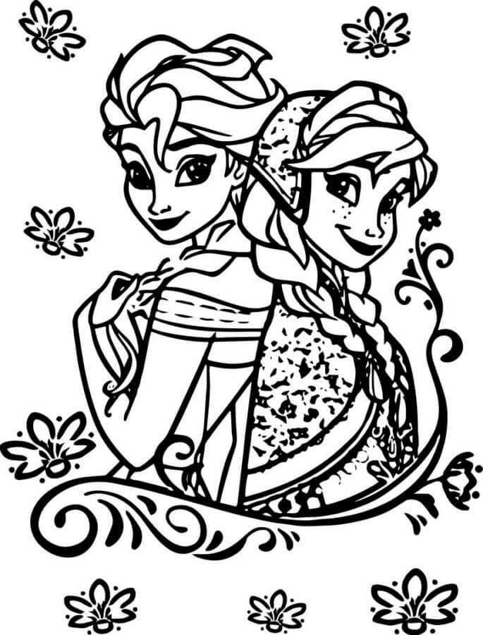 Vennlige Søstre Elsa Og Anna fargelegging