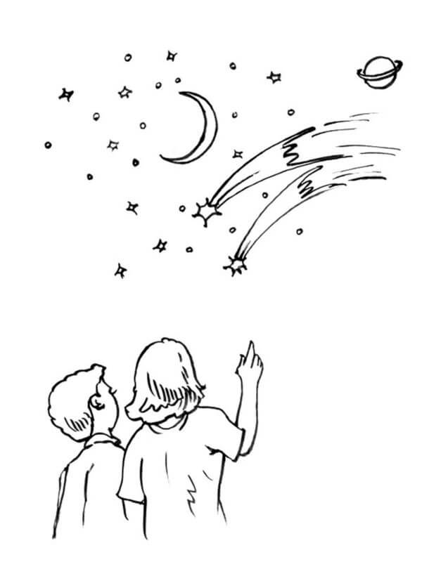 Barn Ser På Stjernene fargelegging