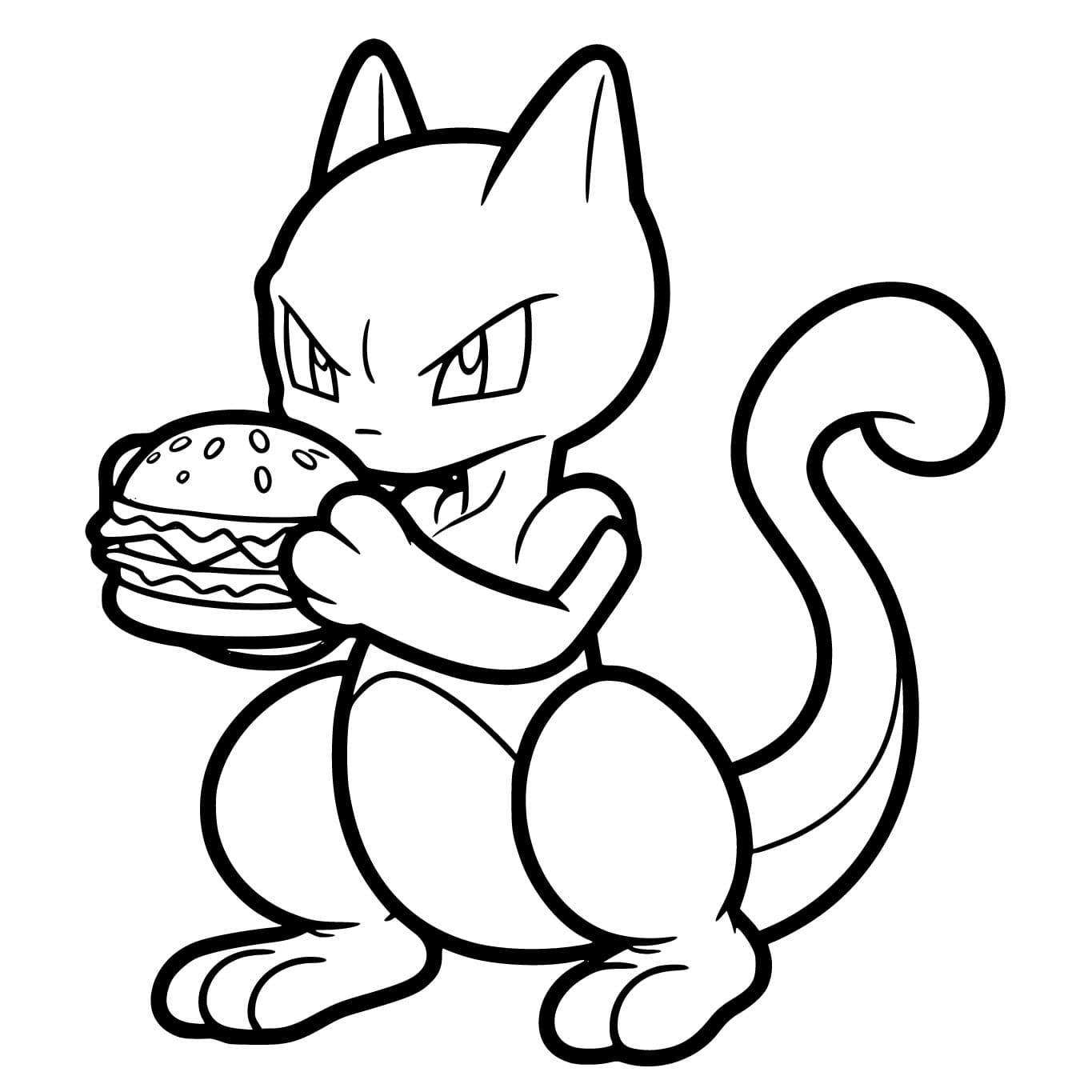 Mewtwo med en hamburger fargeleggingsside