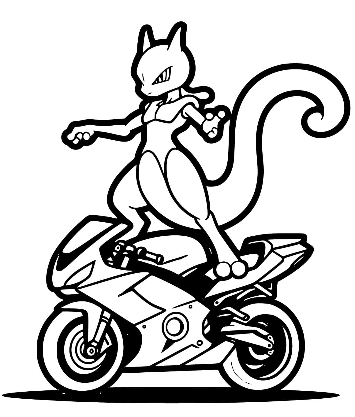 Mewtwo på motorsykkel fargelegging