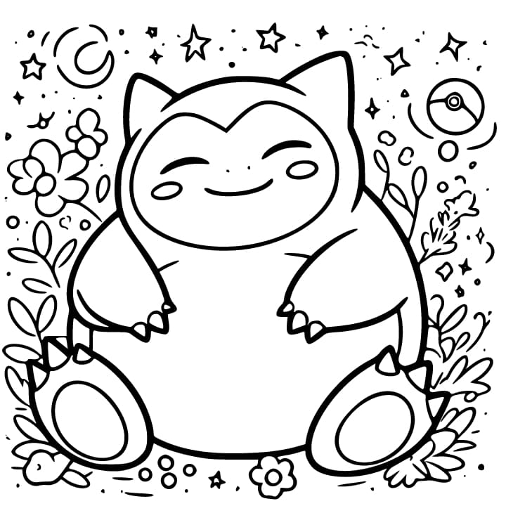 Snorlax smiler fornøyd fargeleggingsside