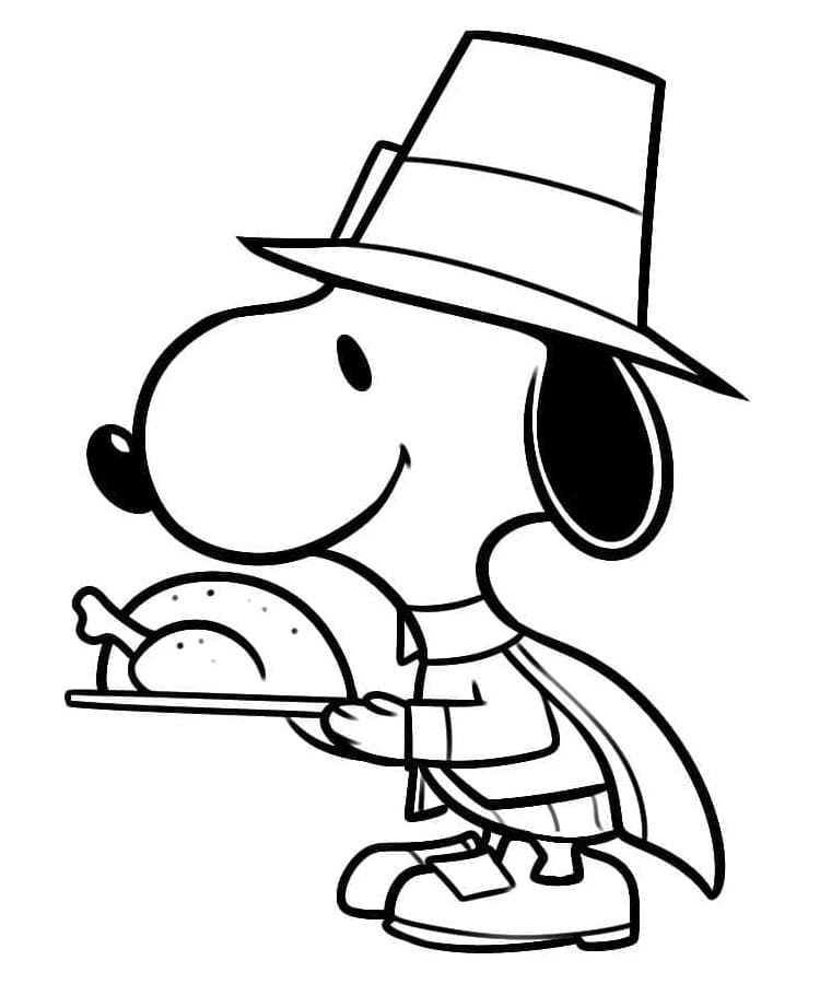 Gratulerer med Thanksgiving med Snoopy fargelegging