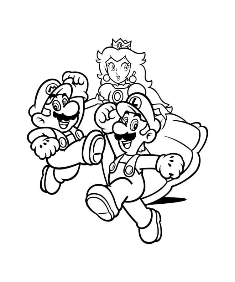 Mario, Luigi og Prinsesse Peach fargelegging